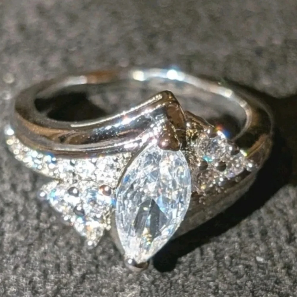3ct Marquise Cut Lab Created Diamond 14k White Gold Plated Ring